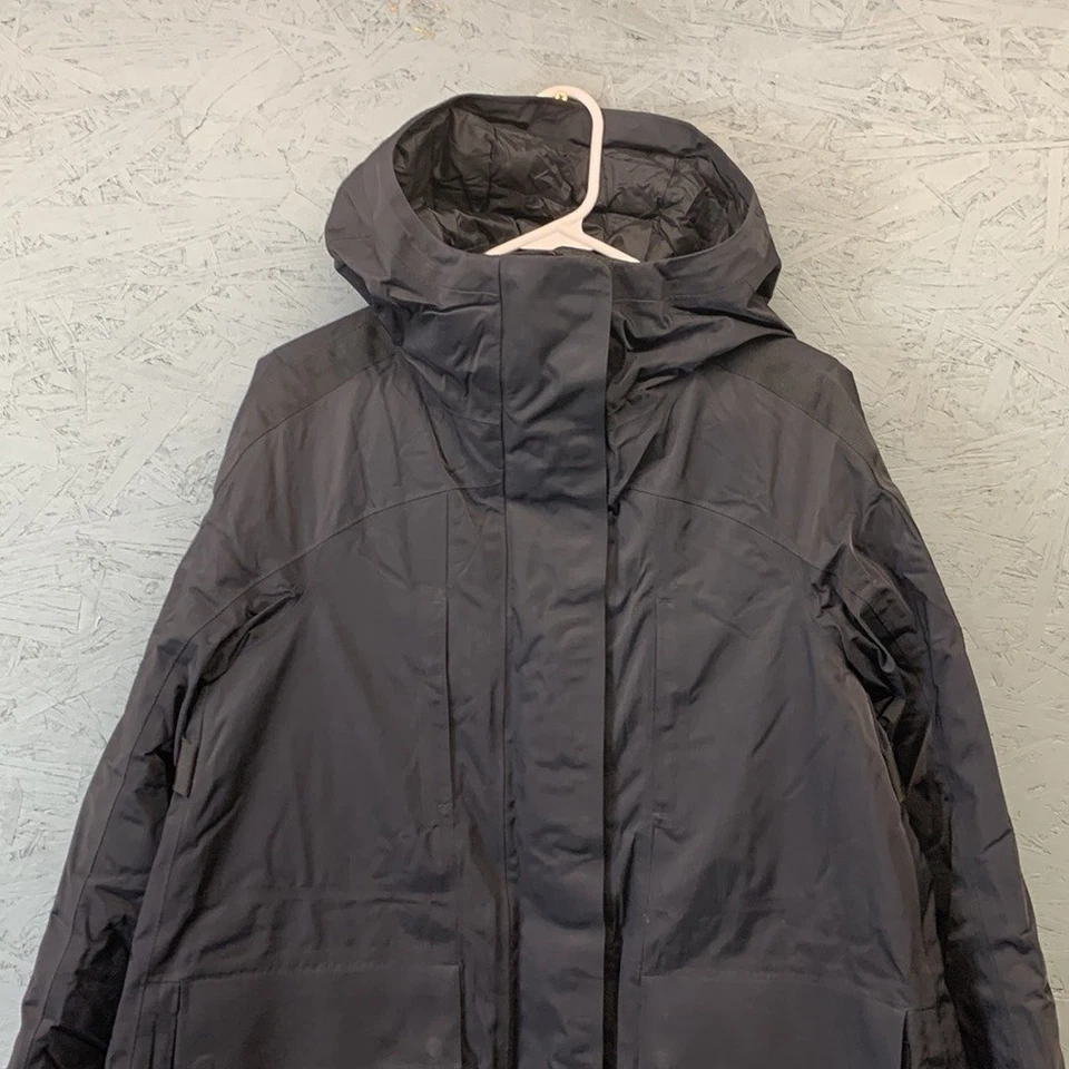 Lululemon Out In The Elements Parka Women’s 4 Black Hooded Long Jacket Coat - Image 2 of 4