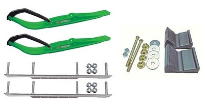 C&A Pro Green Razor Snowmobile Skis w/ 7.5'' Shaper Bars Complete Kit 2012+