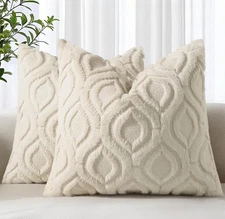 decorUhome Throw Pillow Covers 18x18 18" x (Pack of 2), Beige 