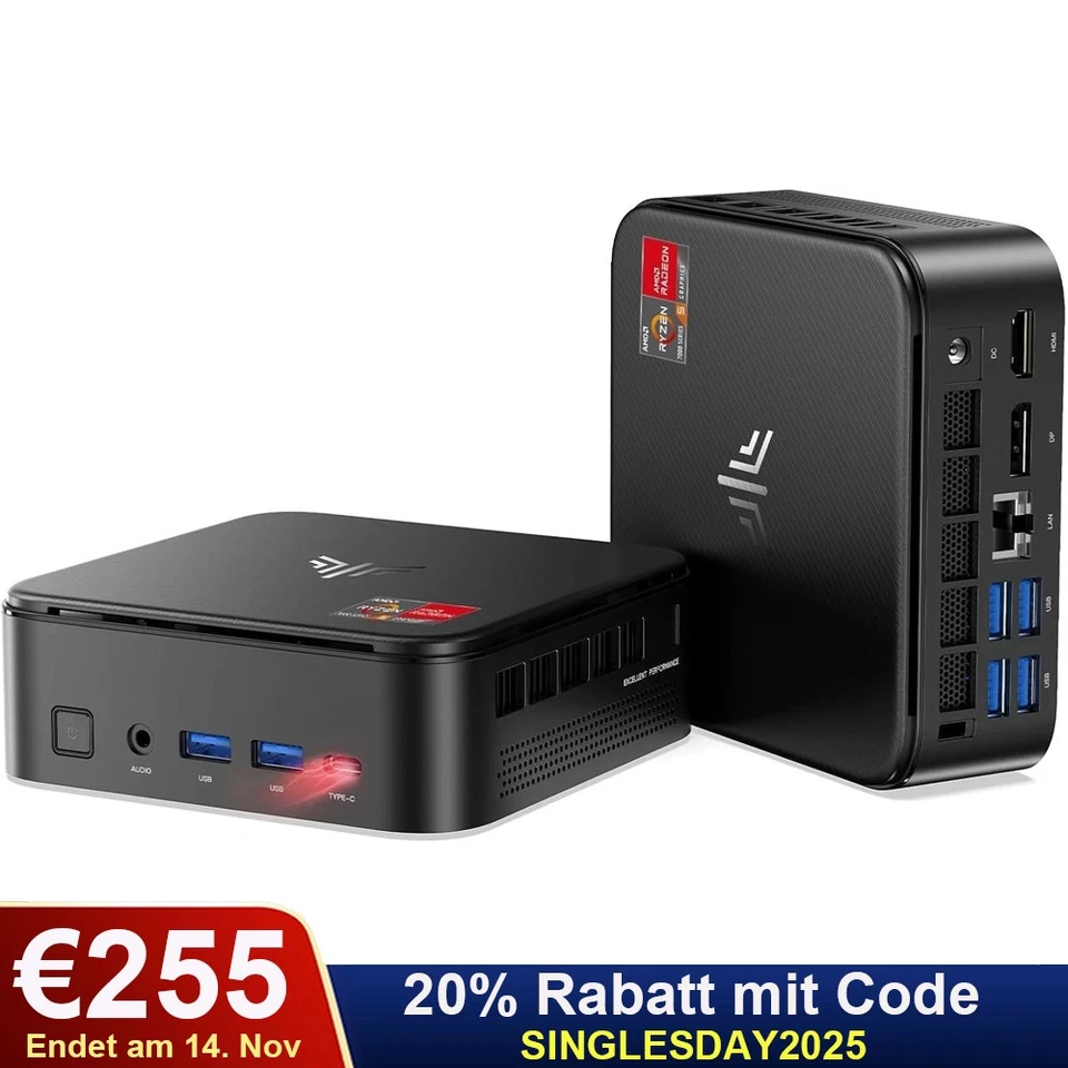 NiPoGi E3B Mini PC AMD Ryzen7 5825U 16GB DDR4 512GB Windows 11 Pro WiFi6 BT5.2