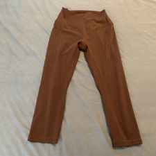 HeyNuts Leggings Womens M 8/10 Brown High Rise Cropped Pockets Yoga Activewear