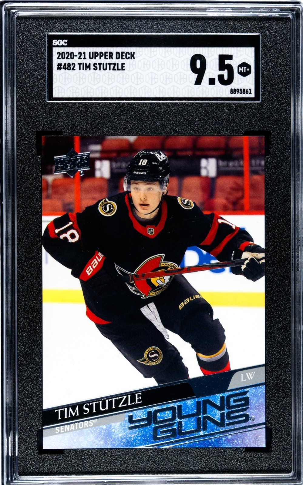 2020-21 Tim Stutzle Upper Deck #482 Young Guns Rookie SGC 9.5- Senators Phenom