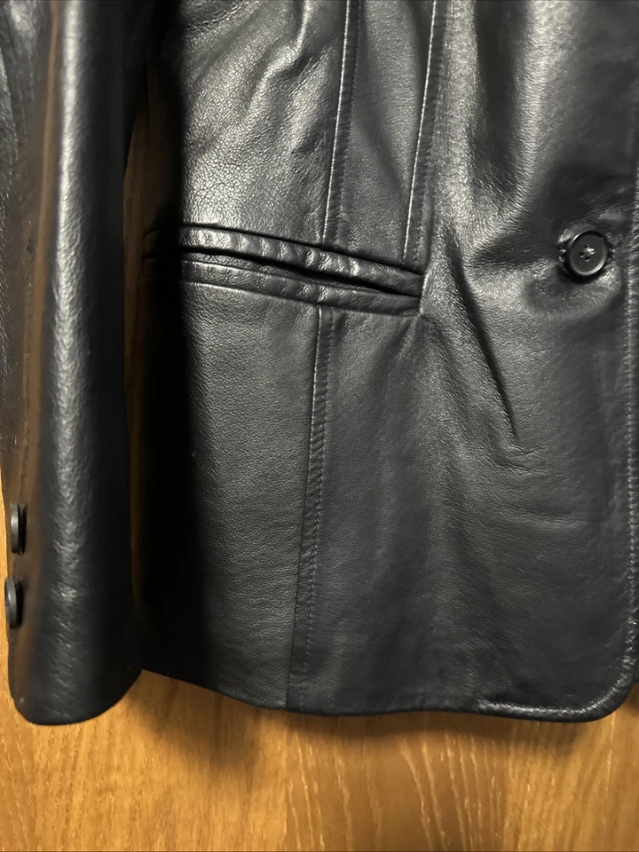 George Vintage 90s Genuine Black Leather Jacket/ Blazer Women’s Size M - Image 4 of 4