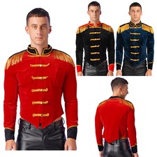 DE Herren Zirkus Jacke Zirkusdirektor Uniform Samt Blazer Jacke Mantel Quasten