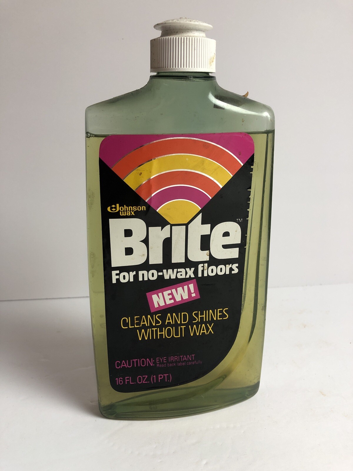 Brite NoWax Floor Cleaner 16 Oz Clean & Shine 1980’s New Full SC
