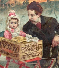 1880s B.T. Babbitt's 1776 Soap Winter Father & Child Sled Winter Snow P132