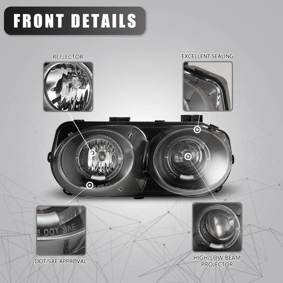 Faros para proyector Acura Integra 94-97 halo lámpara delantera 1 par negro/transparente Foto 3 de 4