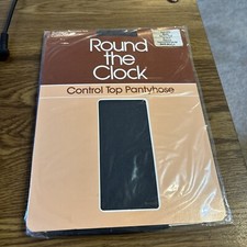 Round the Clock Control Top Pantyhose CHARCOAL, Sandal toe, Model New Old Stock