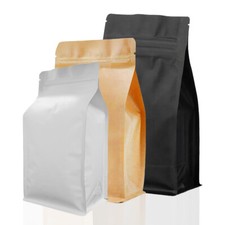 Flat Bottom Pouches with Side Gusset Resealable Zip Lock Heat Seal Foo Bags