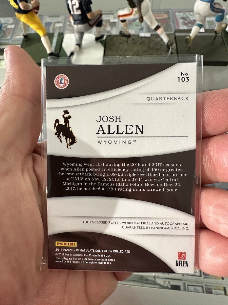 2018 Panini Immaculate Josh Allen /99 Wyoming Letter Patch RC 103