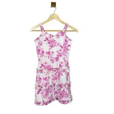 Rare Editions Girls Tiered Ruffle Floral Mini Dress in White/Pink Size 10