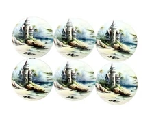 Cabinet and Drawer Knobs, Set of 6 Sand Castle Beach Wood Cabinet Knobs
