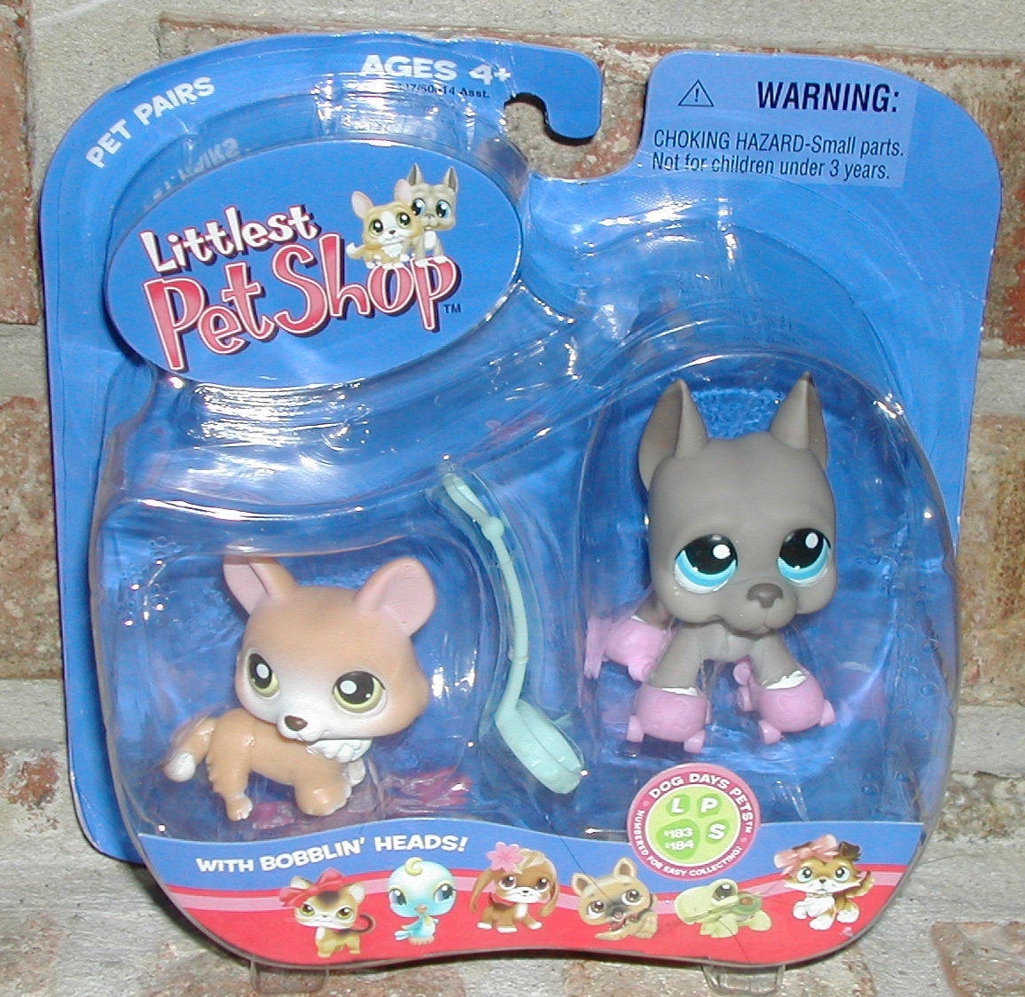 Littlest Pet Shop GREAT DANE w skates Corgi dog #183 #184 2006