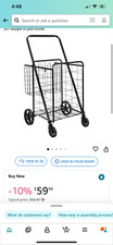 Segawe H01-3391 Folding Shopping Utility Cart with Basket and Wheels - Black
