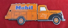 VINTAGE MOBIL MOBILGAS PEGASUS TRUCK 8" METAL SERVICE STATION GASOLINE OIL SIGN