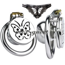 Sissy Inverted Chastity Cage with Bondage Belt for Couple Stainless Steel Ring