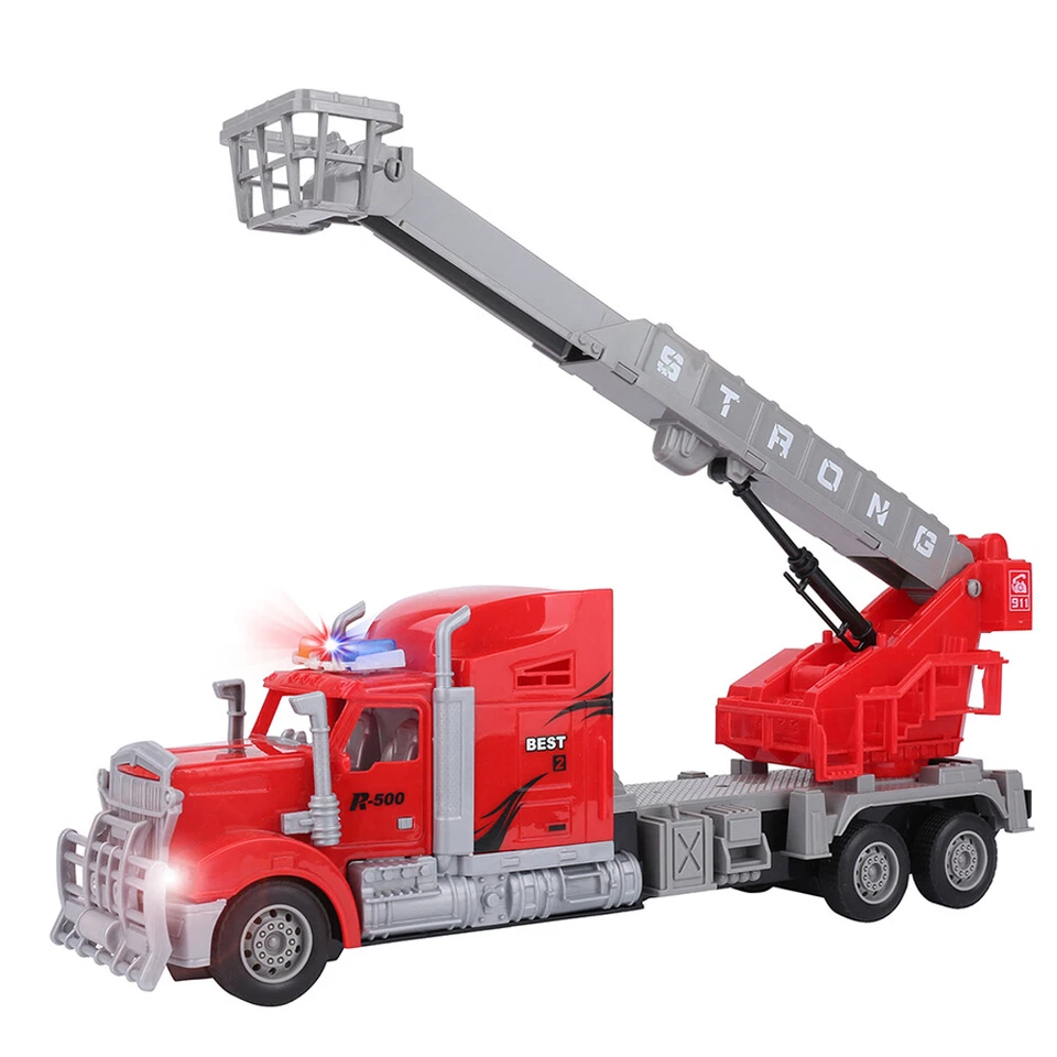 Red RC Truck Trailer Big Rig Fire Truck Toy With Light For Kids Christmas Gift - Image 3 of 4