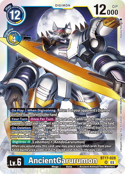 BT17-028 AncientGarurumon : Super Rare Digimon Card : BT17: Secret Crisis