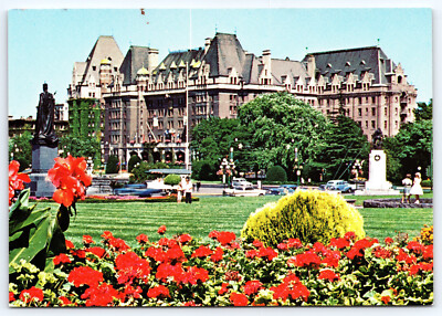 Empress Hotel & Gardens Victoria BC Canada Vintage Postcard