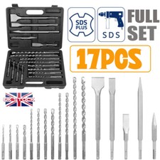 17x SDS Plus Rotary Hammer Drill Bit Chisel Set for Masonry Concrete Tile Brick