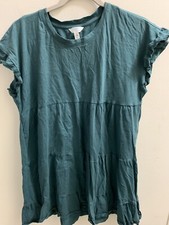 Time & Tru Dress S-4/6 Pit To Pit 20” Length 33” Green Short Sleeves