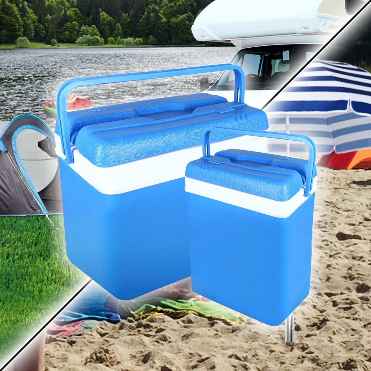 2er SET Kühlbox Kühltasche Camping Thermo Cool Box Isolier Tasche  