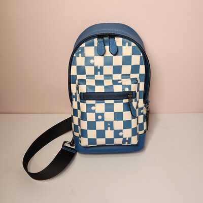 NWT Coach CR294 West Pack Checkerboard Blue Canvas Leather 