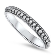 Sterling Silver Textured 3 mm Wide Band Ring ...
