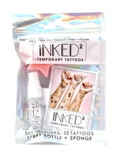 INKED 2 Temporary Tattoos Kit, Set Includes: 53 Tattoos, Spray Bottle + Sponge