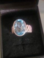Designer Genuine Blue Topaz 925 Sterling Silver Ring size 7 NWOT