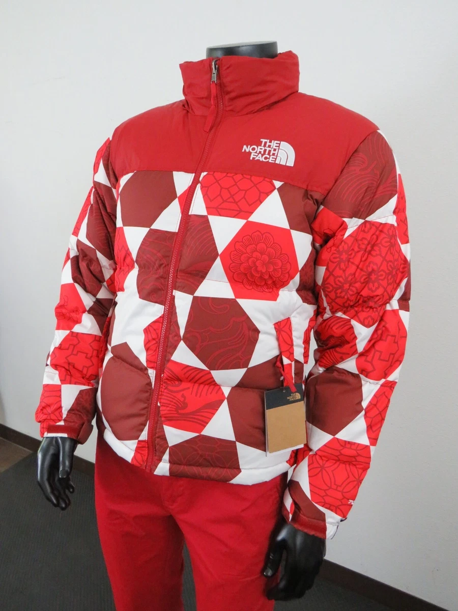 Red and white north shop face jacket
