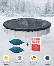 33' HEAVY Round Above Ground Winter Pool Cover PACKAGE  2 Pillows + Winter Kit
