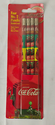 New Vintage Set Of 4 Coca Cola Brand Pentech 1995 No. 2 Pencils Bottle Design