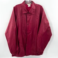 HABAND Men's Size L Vintage Maroon Nylon Snap-Front Windbreaker Coach's Jacket