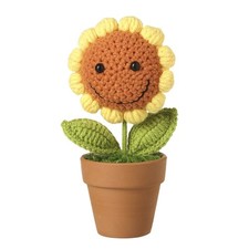 Cute Knitted Sunflower in Pot Floral Spring Home Accessory and Novelty Gift Idea
