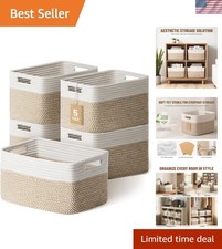 5 Pack Woven Storage Baskets, Decorative Storage Bins for Organizing