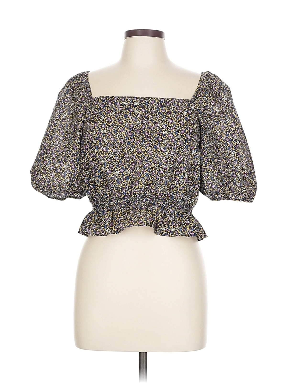 Uniqlo Women Gray 3/4 Sleeve Blouse L