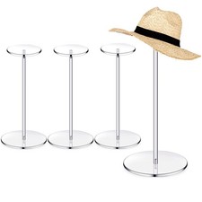 4 Sets Acrylic Hat Stand Holder Wig Display Rack Clear Pedestal Stand Basebal...