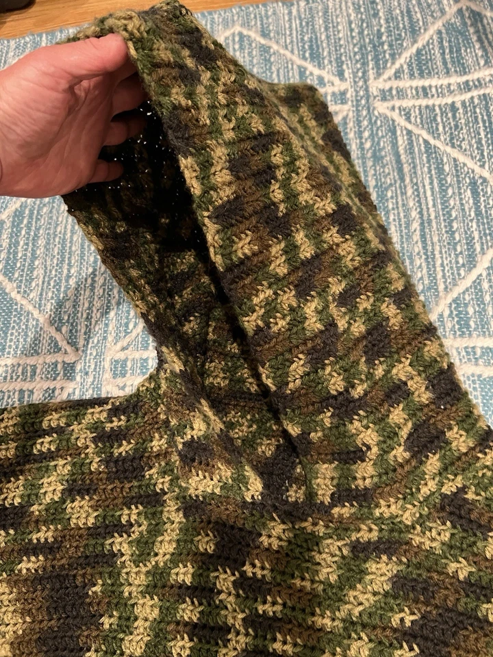 Sudadera con Capucha Hecha a Mano Crochet Camuflaje Gran Tamaño Hombres XXL Pesada Cálida Única Foto 4 de 4