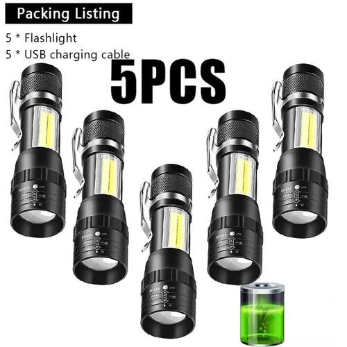 USB Rechargeable Mini Flashlight (COB+XPE) - 3 Modes, Zoomable - Picture 10 of 34