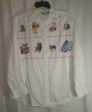 Disney Vintage Embroidered Winnie the Pooh Button Down Shirt Size Large
