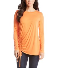 Karen Kane Womens Ruched Shell Blouse, Orange, Medium