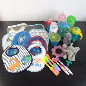 Baby Feeding & Teething Essentials 23pc Bundle Lot - Bibs, Bottles, Spoons