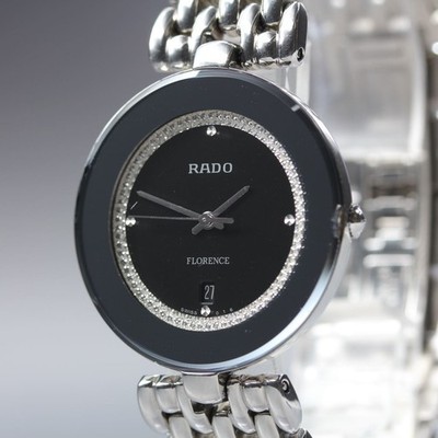 Vintage 90s RADO Florence 129.3742.4 Quartz Black Dial 32mm Men's Watch New Batt