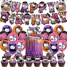 30Pcs Halloween Birthday Party Decorations Set -Happy Birthday Banner, Balloons,