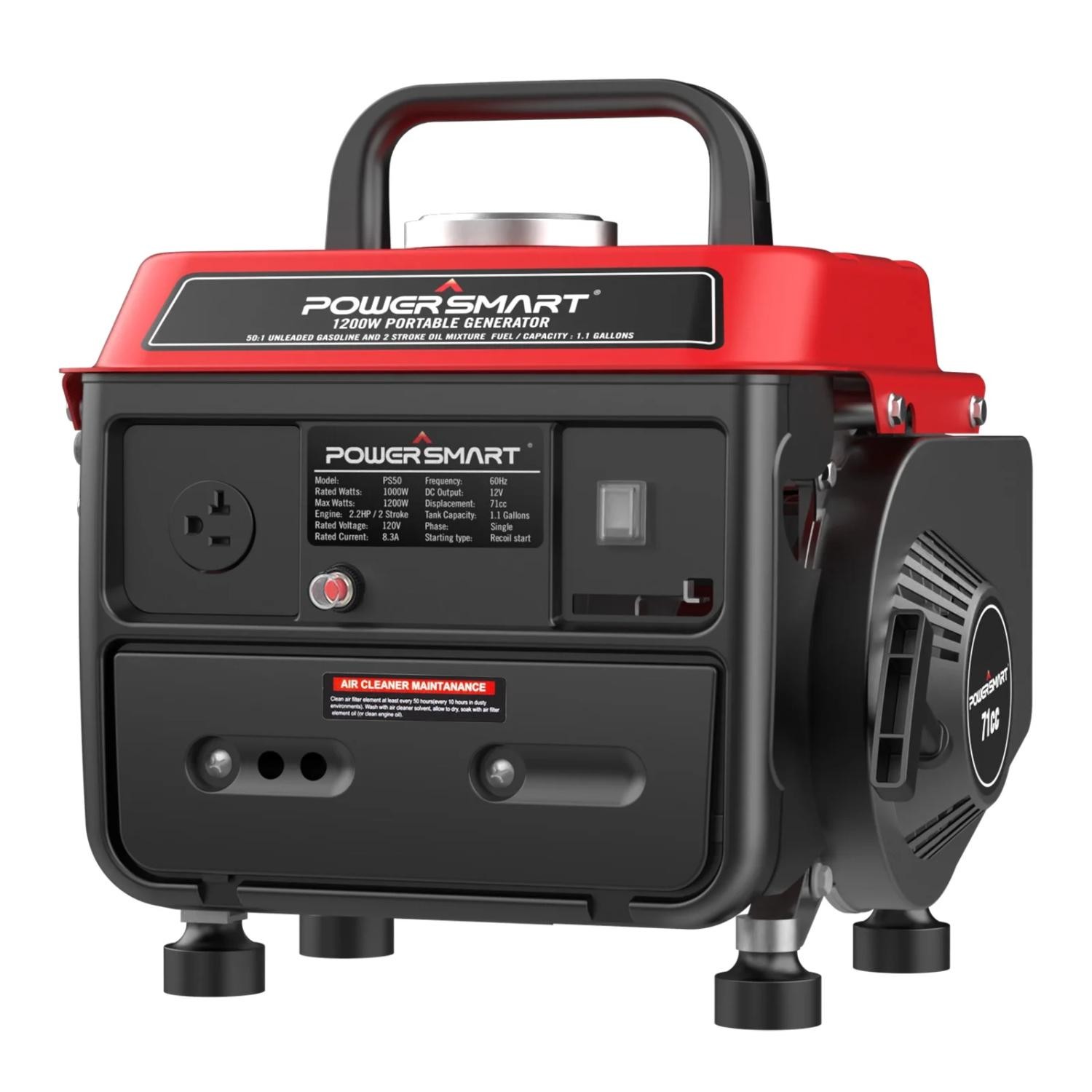 Powersmart Ps50 Gas Fuel Generator 1200W Portable Inverter For Camping Outdoor,