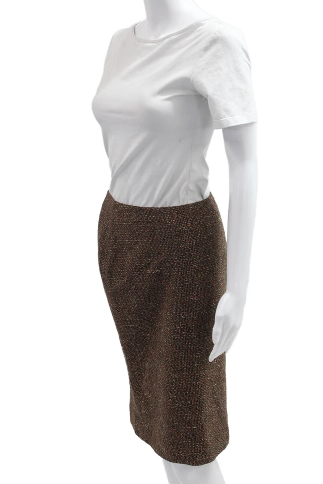 Ellen Tracy Women Straight Pencil Skirt Brown Knee Length Size 2P - Image 2 of 4