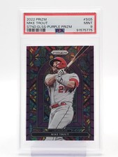 MIKE TROUT 2022 PRIZM STAINED GLASS PURPLE #SG-5 ANGELS PSA 9 MINT Q7139