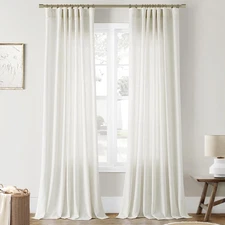 Joywell Natural Linen Cream Sheer Curtains 84 Inches Long for Living Room Bedroo