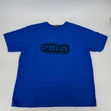 Polo by Ralph Lauren Spray Paint Logo T-Shirt Men's XL Blue Graphic Tee